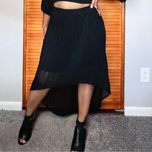 High Low Pleated Black Skirt